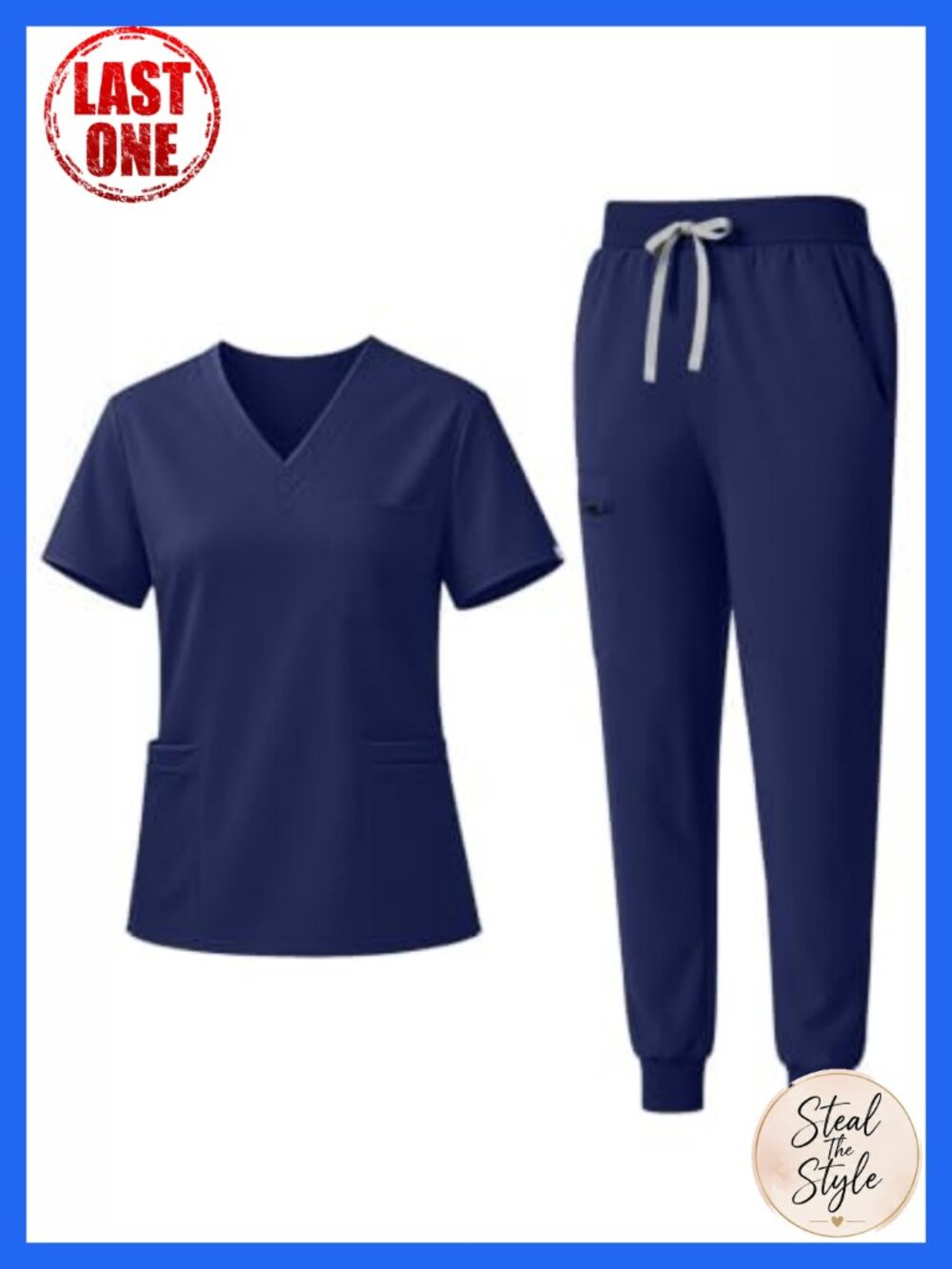 Women's Scrub Set V-Neck Top Jogger Pants Medical Uniform